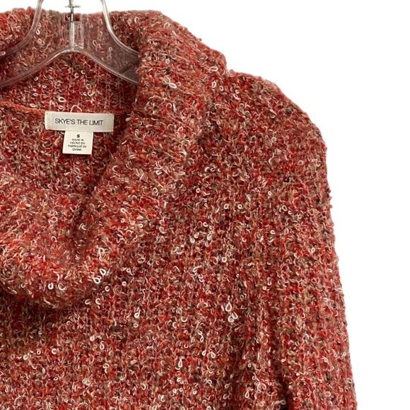 Skye's The Limit Women's Open Knit Cowl Neck Sweater Size S Marled Red Boho - Picture 4 of 14